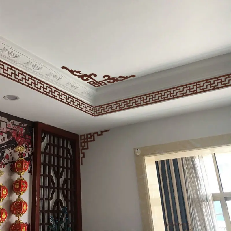 European House Top Corner Flower Border Gold Mirror Self-adhesive Acrylic Corner Wall Sticker Decoration Painting 3D Stickers