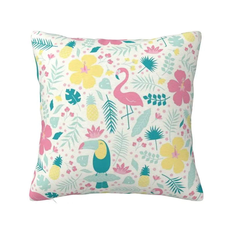 

Luxury Flamingos Leaves Cushion Cover for Sofa Polyester Tropical pattern Throw Pillow Case Decoration