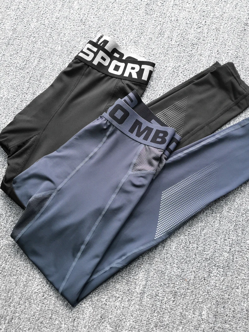 Summer men's sports, fitness, running tight pants for quick drying, breathable, sweat wicking, and high elasticity