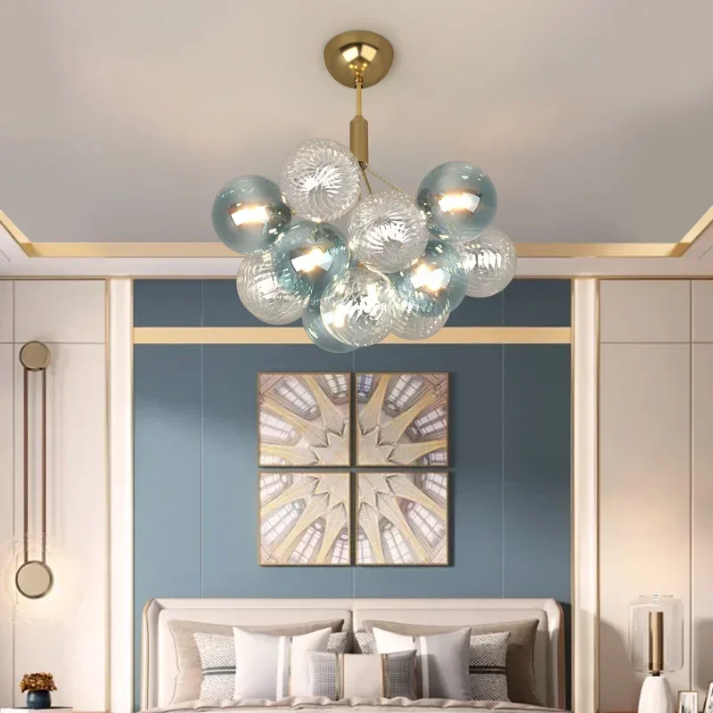 Lampadari a sfera in vetro multicolore a Led Lampara Colgante Techo lampade a sospensione per soggiorno sala da pranzo camera da letto apparecchio di sospensione