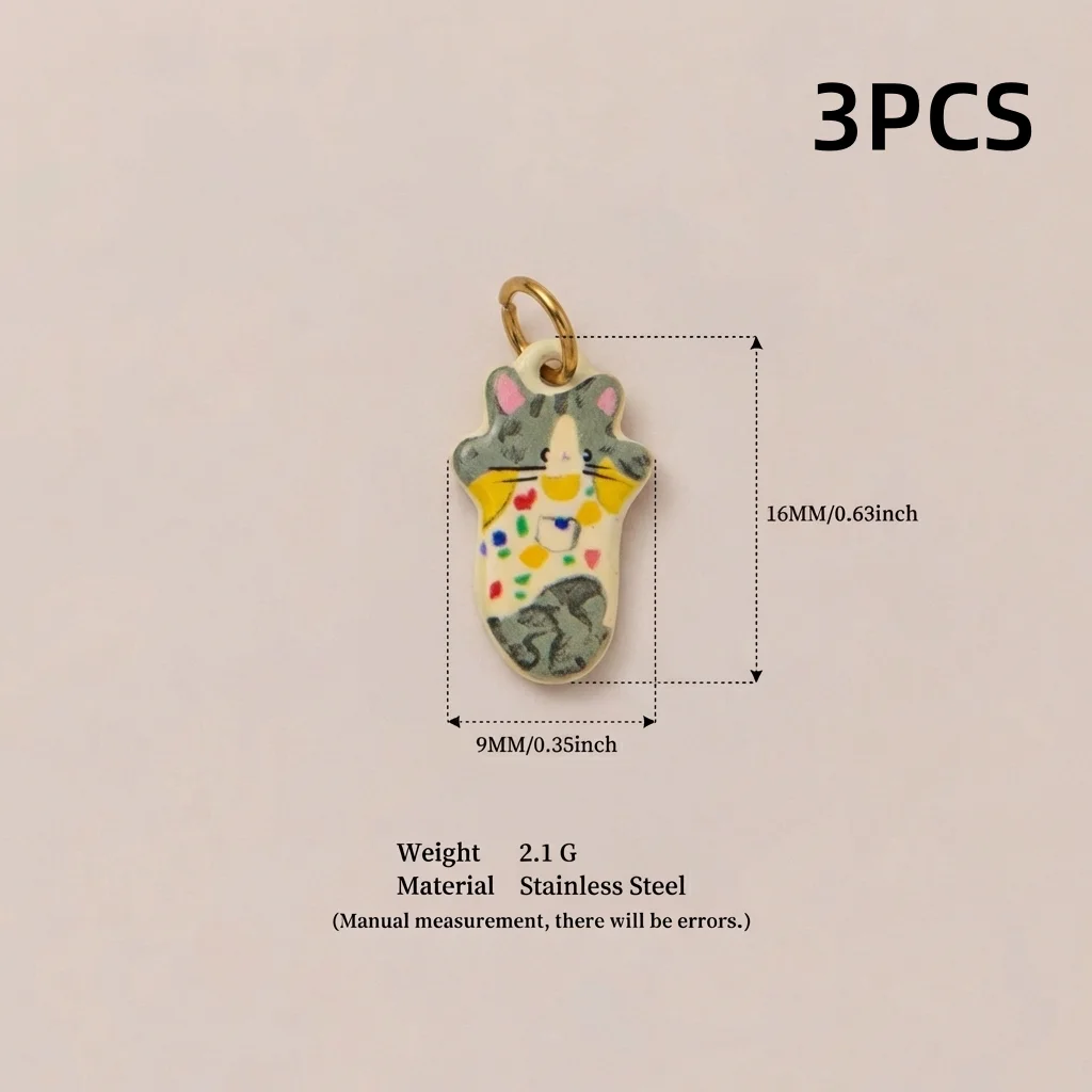 3 Stück einfache und beliebte neue Fox Groundhog 316 Edelstahl wasserdichte farberhaltende DIY-Anhänger-Charms für Schmuck – Detail 4