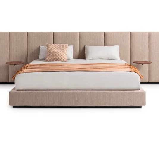 

ml-Light Luxury Large Bed High-end Soft Bag Headboard Small Household Flannelette Leather Bed Master Bedroom Furniture Bed%