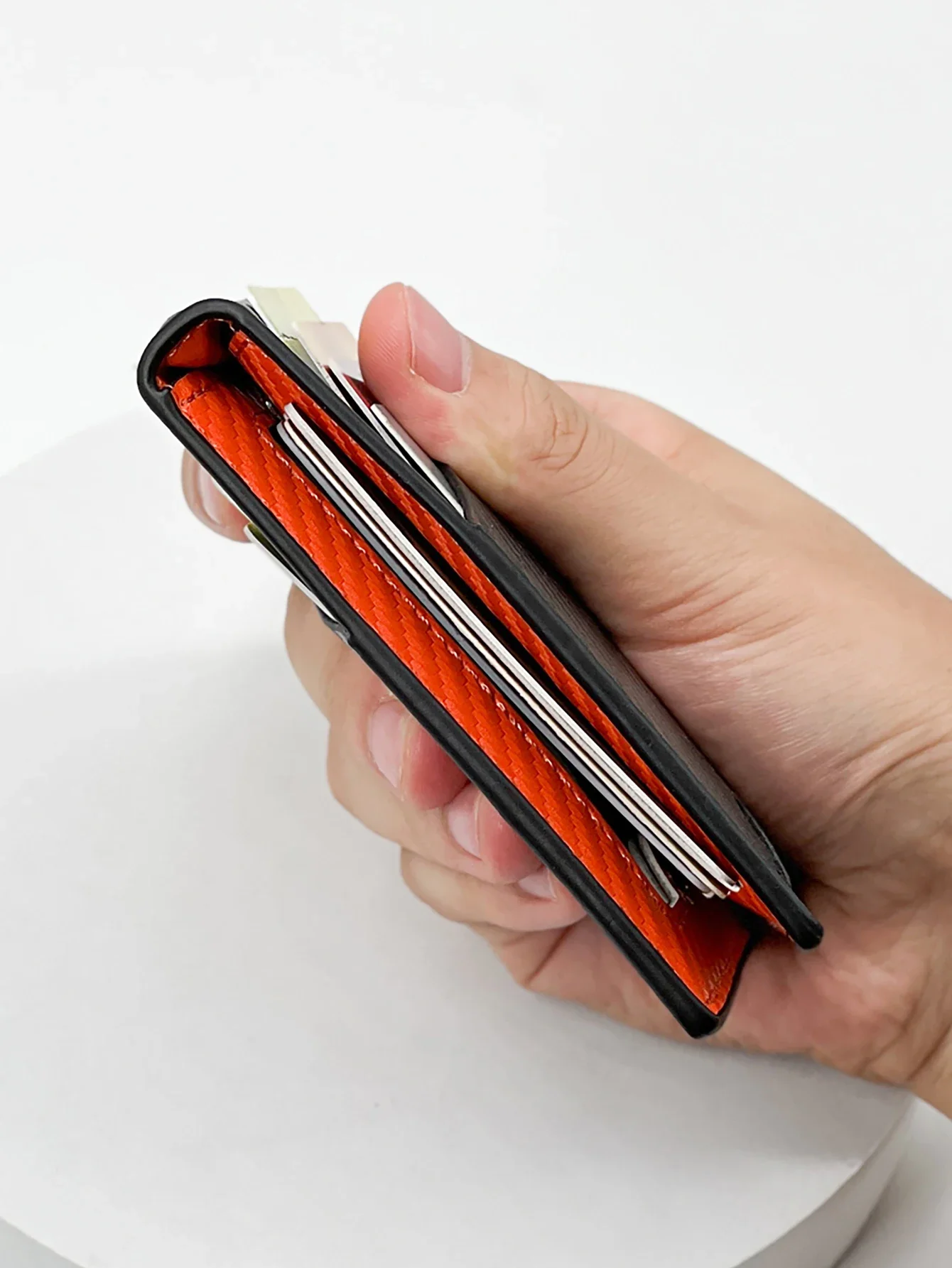 أزياء بسيطة من ألياف الكربون المال كليب ركاب المحمولة سليم صغير متعدد الوظائف بطاقة حقيبة بطاقة المحفظة