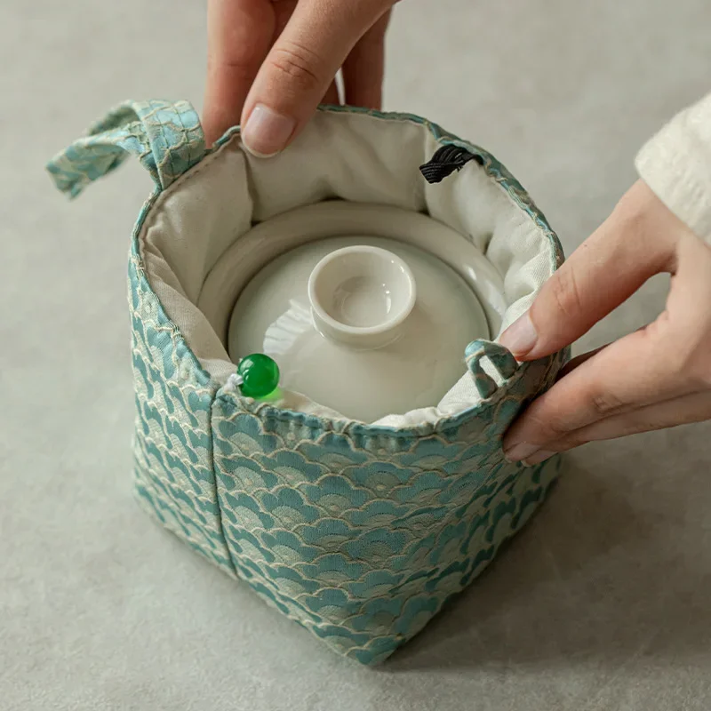 Gradient Quick Cup One Pot and Two Cups of Portable Camping Ceramic Travel Tea Set Outdoor Portable Covered Bowl and Tea Cup