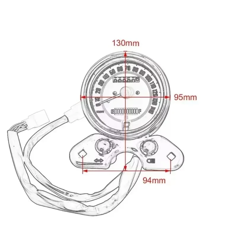 لـ CG125 وGN125 واجهة رقمية عداد السرعة متسابق القهوة مع مقياس الوقود مع ضوء وشاشة LCD USB