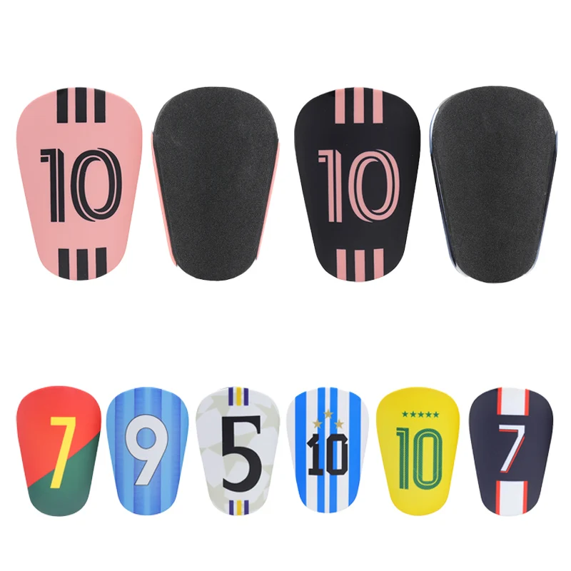 1 Pair Mini Football Leg Shinguards Adults Kids Football Star Number Soccer Shin Guards Pads Compact Portable Trainng Equipment