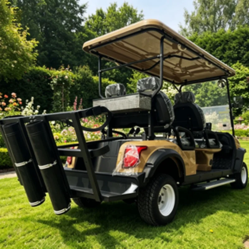 

New Lithium Hunting Car 4-Seat Club Electric Golf Cart Supports Color Custom Green-Black Seat With Headrest Road Tire Foot Pedal