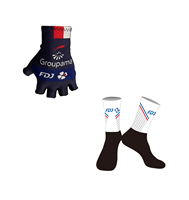 2024 Groupama Fdj Team One Pair Half Finger Cycling Gloves + ONE PAIR CYCLING SOCKS
