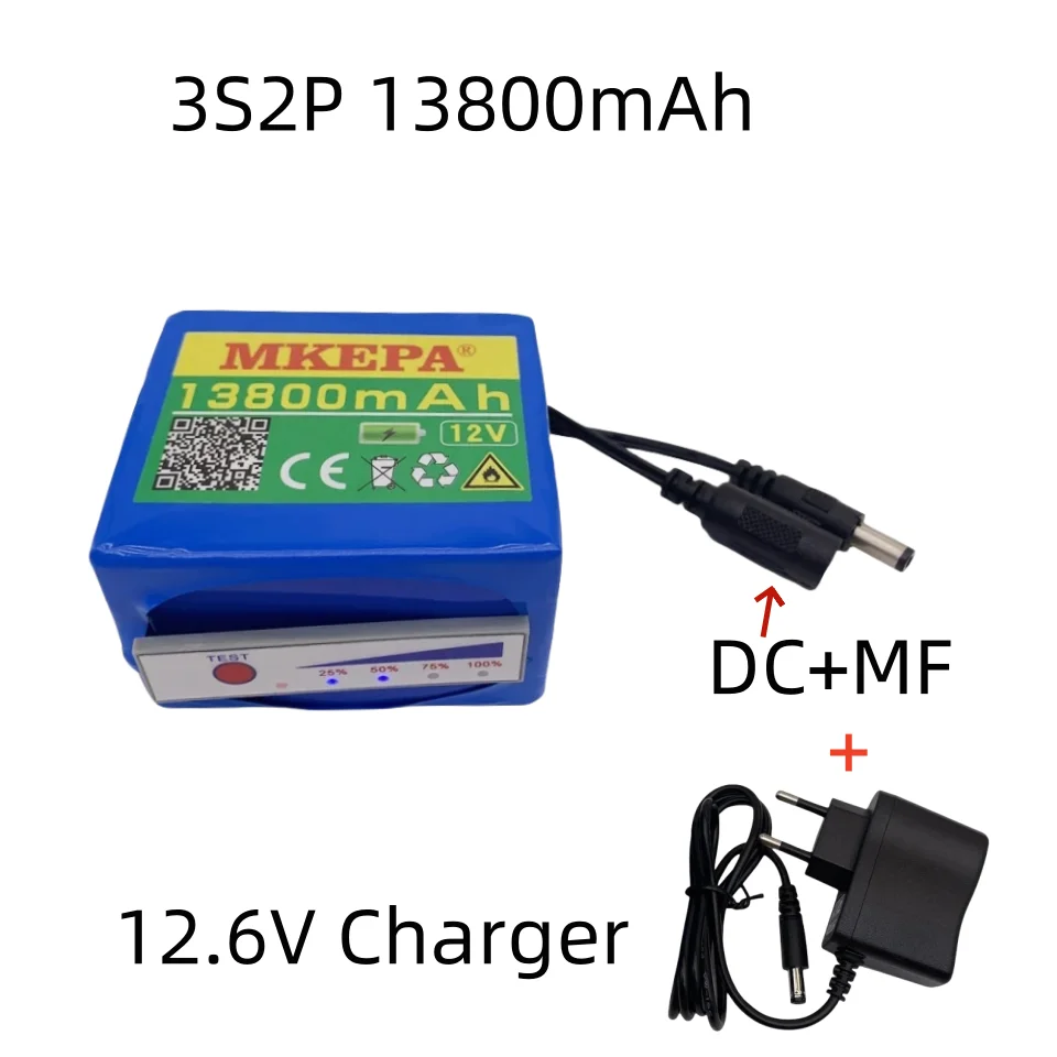 New Portable 12V 13800mAh Battery Rechargeable Lithium Ion Battery Pack big Capacity DC 12.6v 13.8Ah CCTV Cam Monitor+Charger