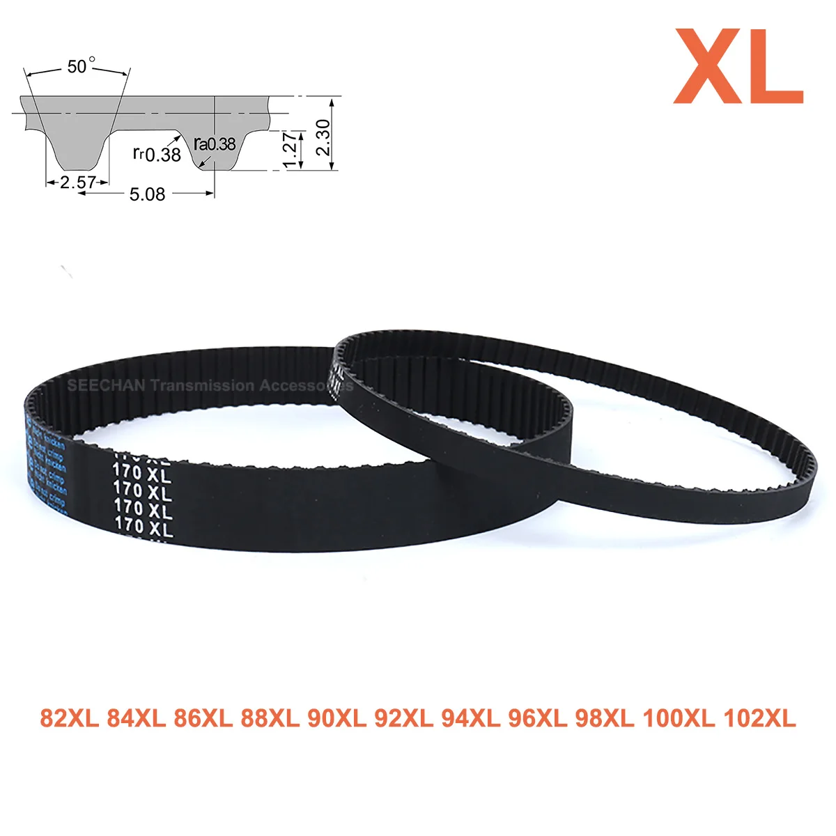 

XL Rubber Timing Belt Width 10mm 12.7mm Closed Loop Synchronous Belt 82XL 84XL 86XL 88XL 90XL 92XL 94XL 96XL 98XL 100XL 102XL