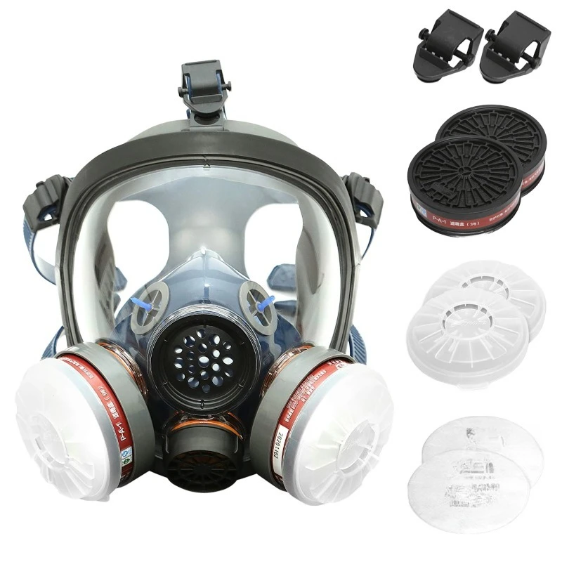 

Full Face Respirator Safety Mask with Double Filters Chemical Gas Mask