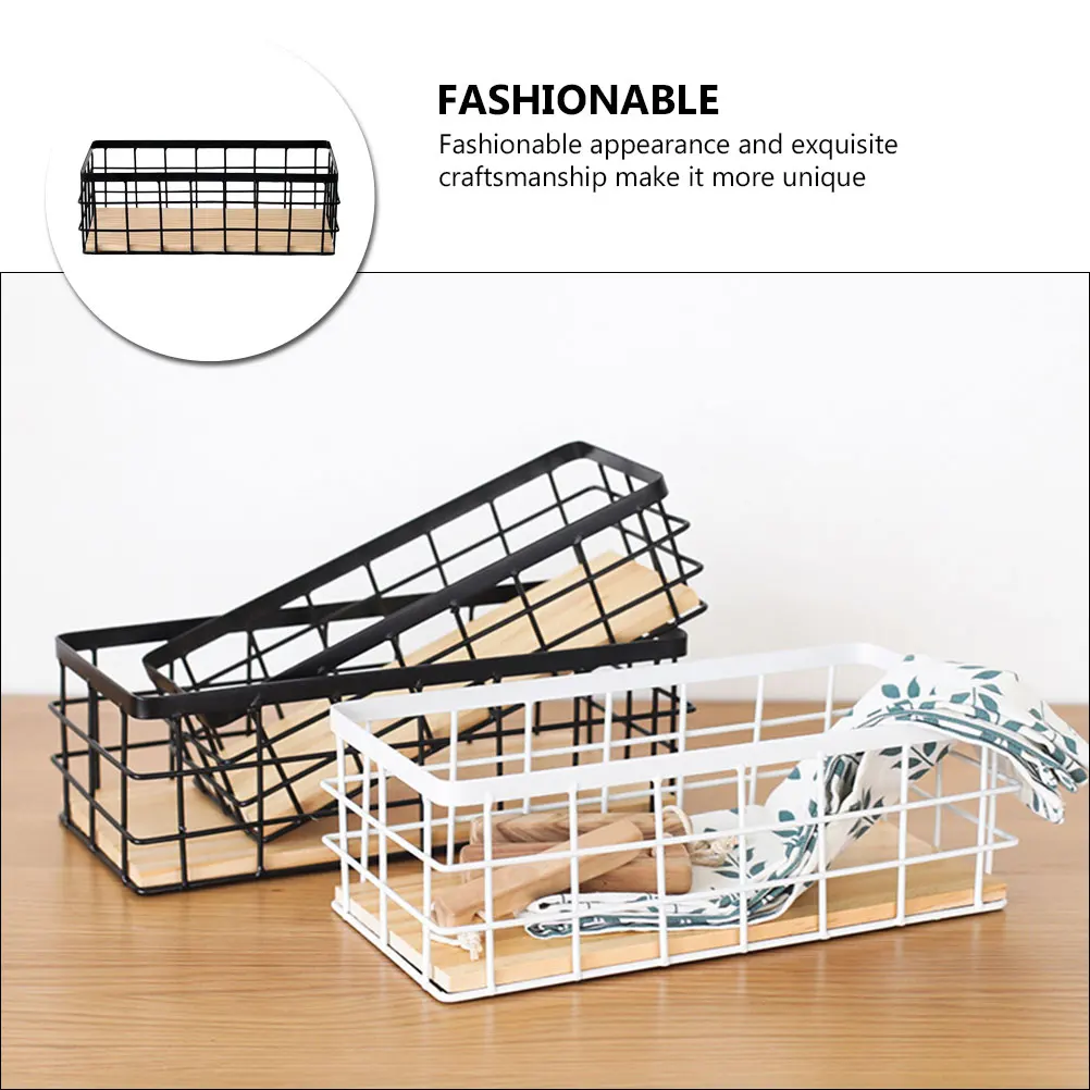 

WallMounted Storage Rack Iron Shelf Wood Board Hollow Container Kitchen Bedroom Bathroom Office Nordic Basket Household ganizing