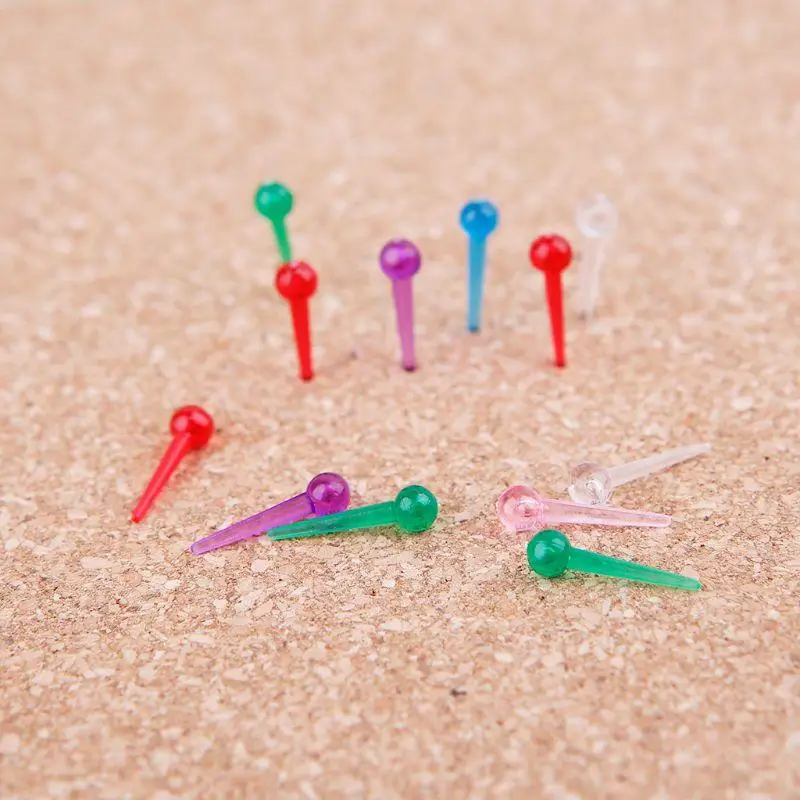 T5EA 200PCS toàn nhựa Pins Pins Thumbtacks cho trang phục làm khăn quàng cổ văn phòng