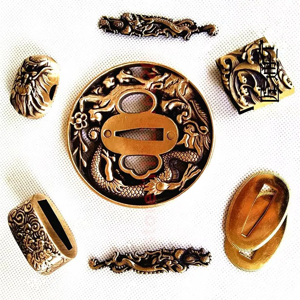 Good Copper Tsuba Handguard Guard Brass Fuchi Kashira Menuki Habaki Seppa For Japanese Real Japan Samurai Katana Sword FIttings