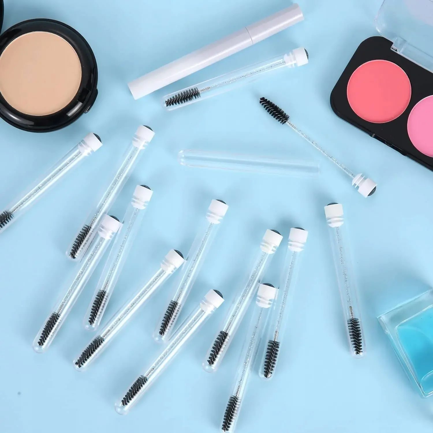 50 Uds. Tubo de cepillo de pestañas reutilizable para extensión de pestañas varitas de rímel desechables aplicador de cepillo de cejas cepillos de pestañas