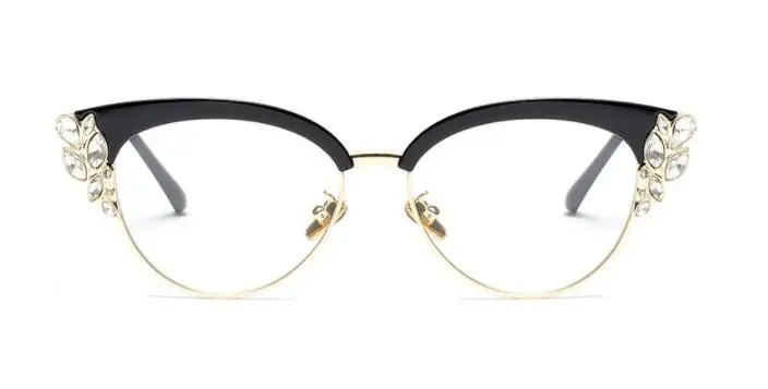 R45120 Frauen Katzenauge Presbyopie Brille glänzende Strass steine für Dame Marke Designer Lesebrillen Mode Brillen 0,50 1,50