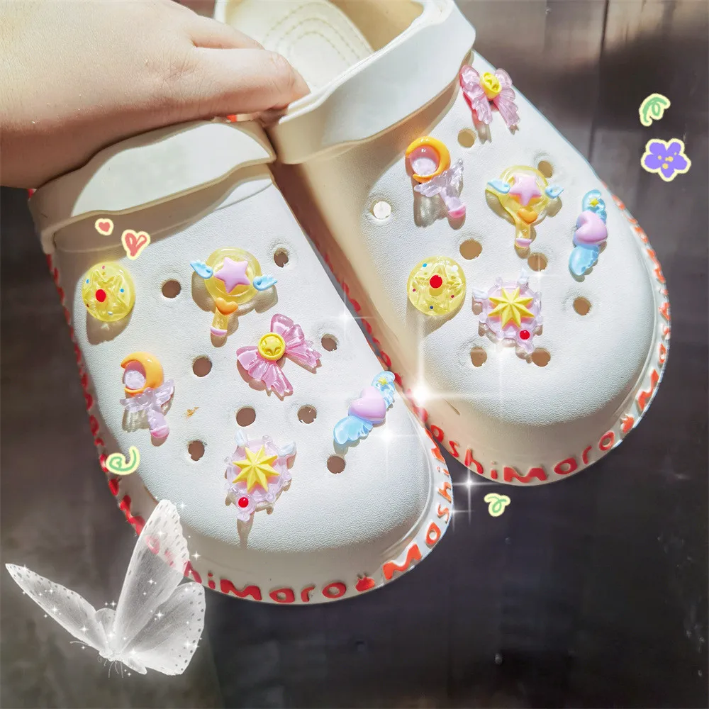 Cute Magic Stick Hole Shoe Charms Decorations Cartoon Girl Star Heart Shape Shoes Buckle DIY 3D Hole Shoe Accessories