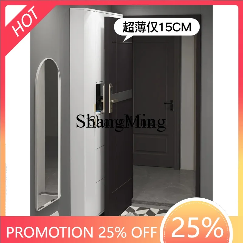 CL wood ultra-thin shoe cabinet 15cm integrated  wall to the top door tipping bucket modern simple entrance cabinet