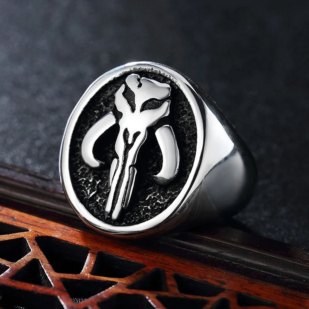 Vintage Gothic Signet Punk Biker Ring For Men Women Classic Stainless Steel Fine Polished Alien Punisher Skull Ring Jewelry Gift