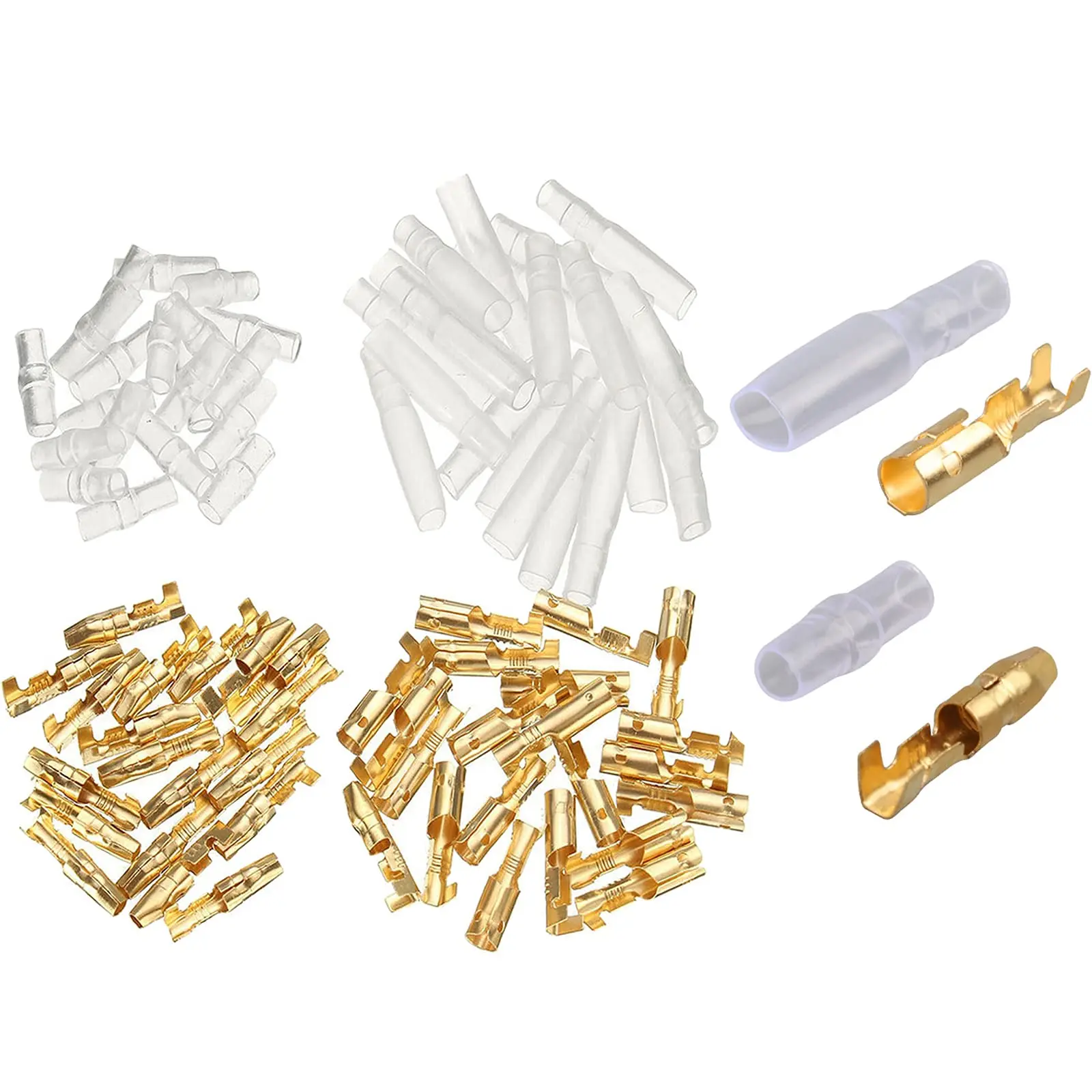 25/50/100 Sets 4.0 Bullet Crimp Terminal Car Electrical Wire Connector Diameter 4mm Female + Male + Case Cold Press Terminal