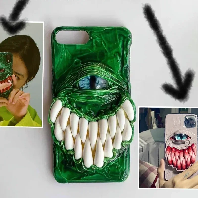 4017 Original Handmade Customized Phone Cases 3D Teeth Cthulhu Eyes Horror Gothic Punk Dark Cthulhu Halloween Gift Phone Cases