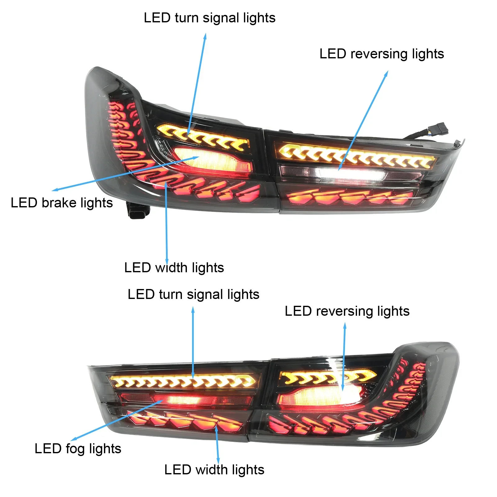 For BMW 3 Series G20 G28 320i 325i M3 2020‑2022 1 Pair Left+Right LED Tail Light Lamp Smoked Lens IP67 Waterproof Replacement