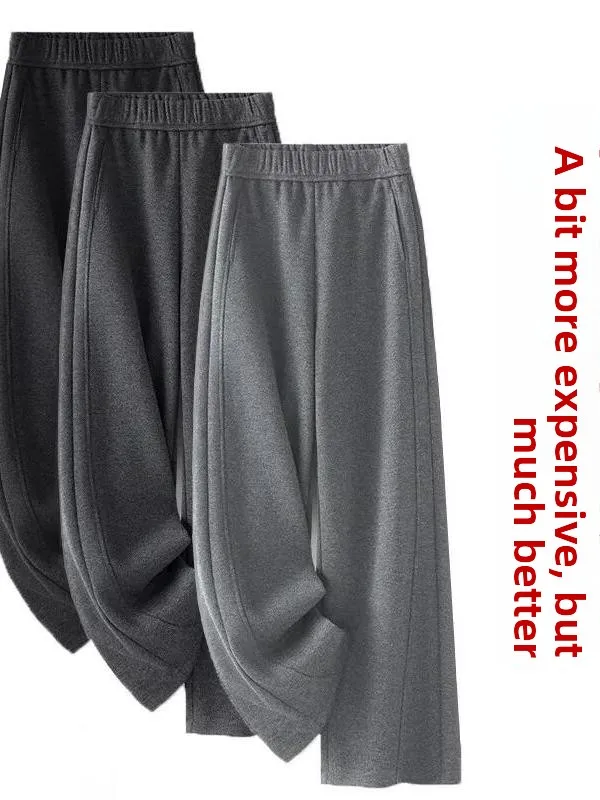 Women's Casual Straight Leg Pants High Waist Trousers Thickened Long Pants Autumn Winter New Style Commute Wide Leg Pants