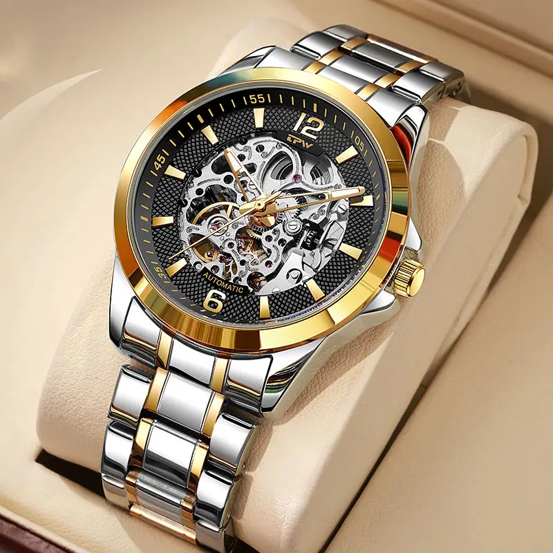 

Мужские роскошные наручные часы со скелетом, светящиеся автоматические механические водонепроницаемые часы, деловые мужские часы Montre Homme Automatique