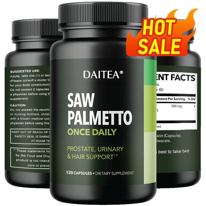 Saw Palmetto Supplement for Urinary Tract Health, Reduces Frequent Urination, Prevents Hair Loss, Vegetarian Vitamin Capsules