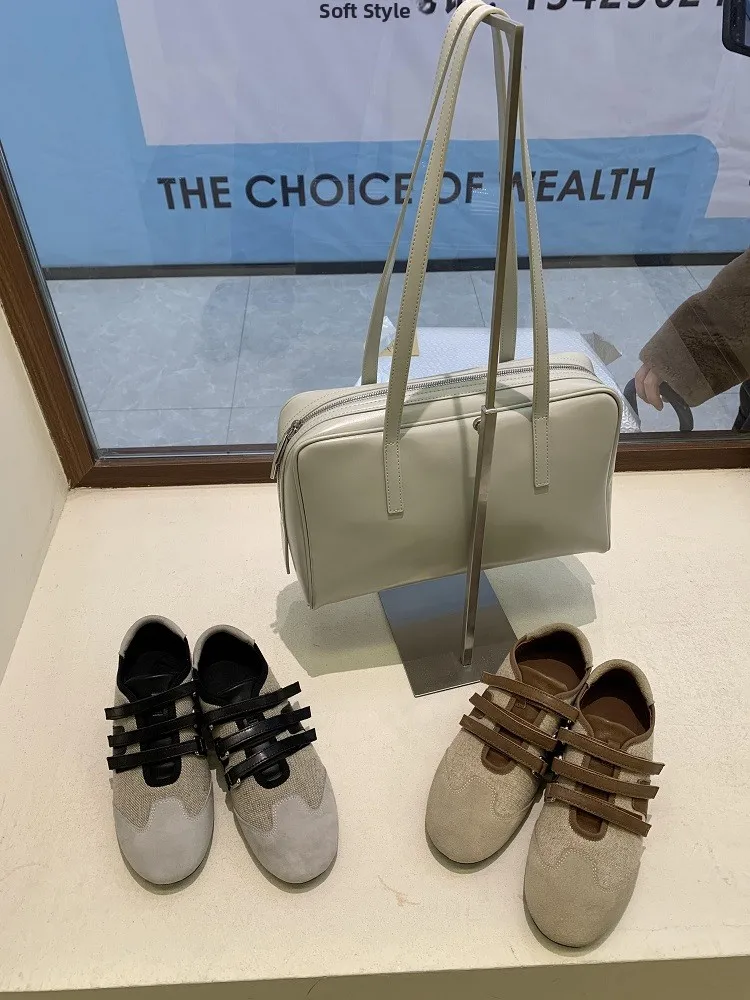 korean-sle-women's-ballet-flat-oes-retro-round-head-color-blo-comfortable-casual-sports-oes-magic-tape-mid-heel