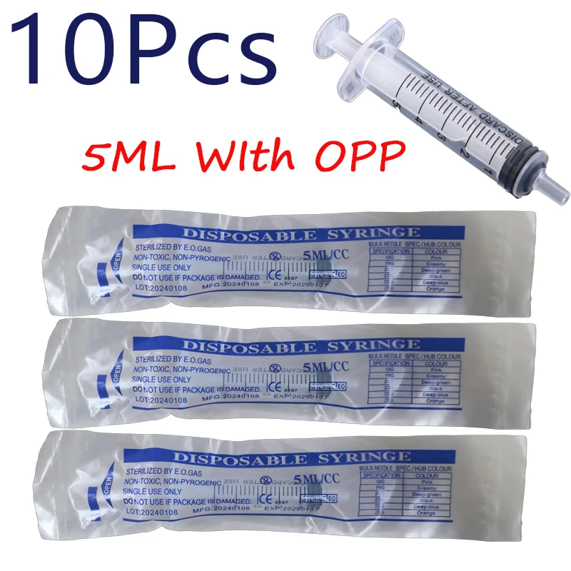 10 pz 5ML senza ago piccola siringa di misurazione cartuccia di inchiostro animali domestici con OPP Pet alimentazione siringa iniettori siringhe nutrienti 5ML