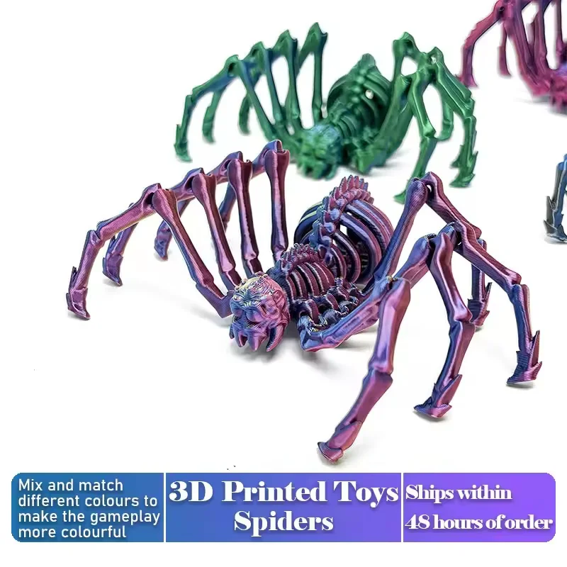 Articulated 3D Printed Spider Toy Movable Retractable Legs Creative Desk Ornament Lifelike Home Halloween Decoration Craft Gift