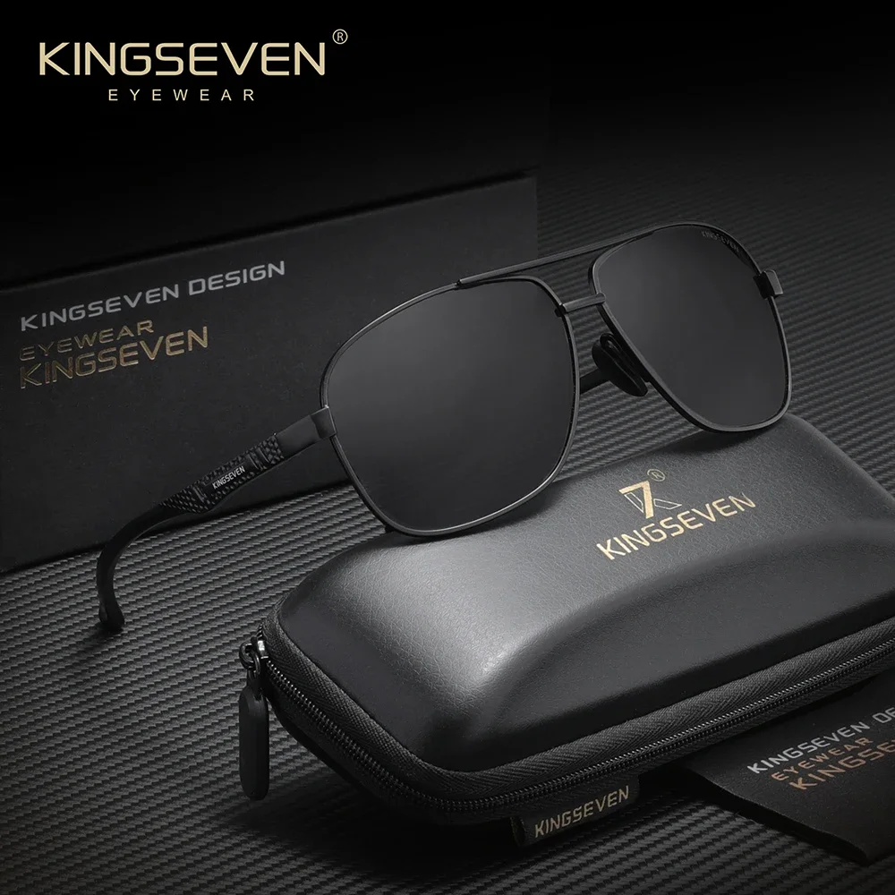 KINGSEVEN سبيكة الذكور النظارات الشمسية المضادة للوهج إطار كبير نظارات الرجال النساء UV400 الاستقطاب نظارات واقية القيادة نظارات