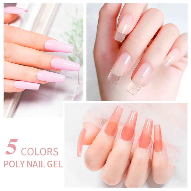AWStorG Hema Free Poly Nail Gel 30ML Acrylic Gel Finger Extension Transparent Nail Art Extension Quick Building Soak Off UV