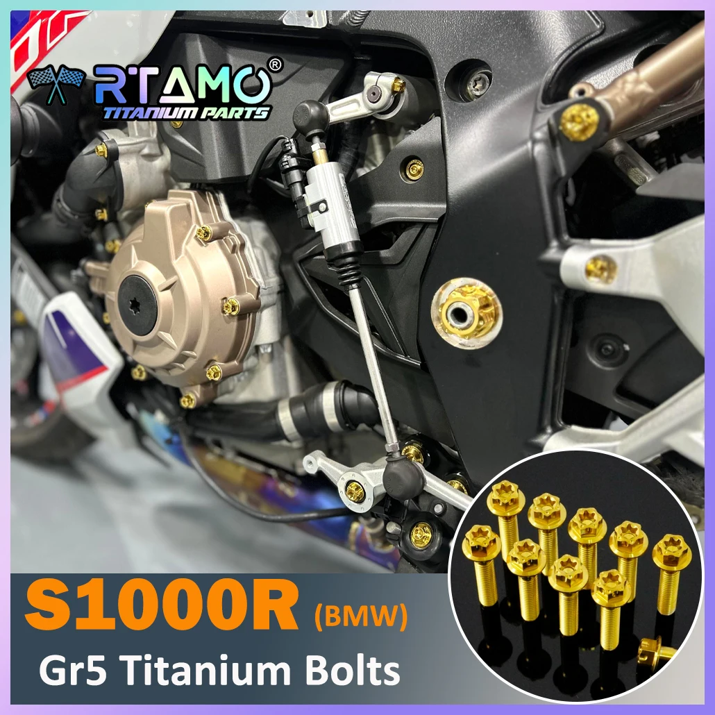 RTAMO Gr5 Titanium Motorcycle Bolts Fit for BMW S1000R Magneto Clutch Pipe Screw Footrest Rear Frame Swingarm Nut Modification