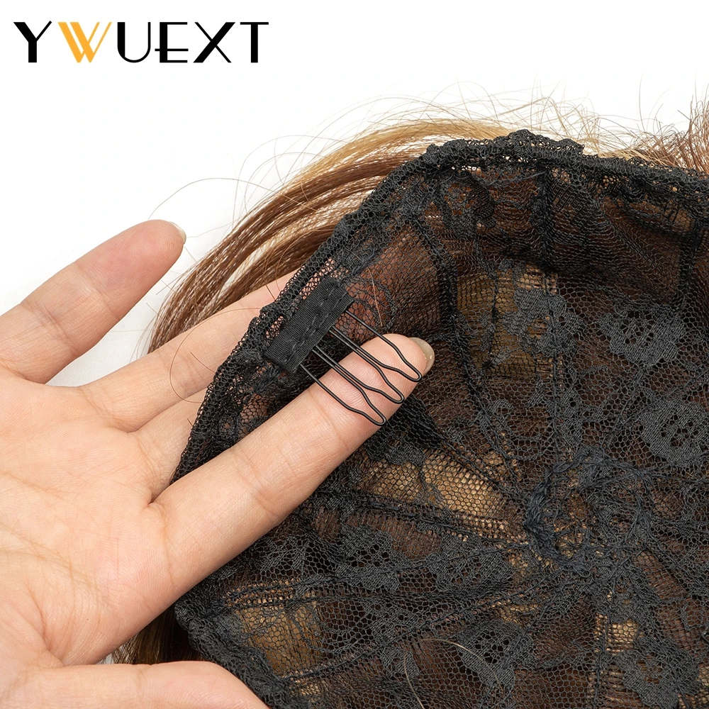 YWUEXT Real Natural Human Hair Buns Extensions Straight Drawstring Ponytail Chignon Donut Updo Hair Pieces for Women Girls Lady