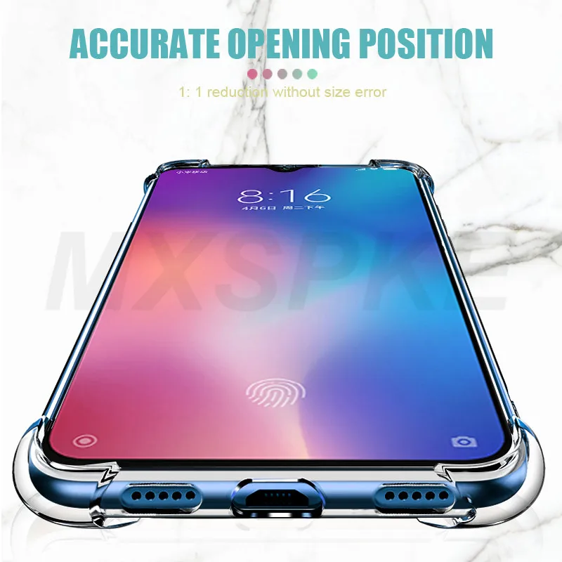 Luxury Shockproof Silicone Phone Case For Xiaomi Mi 9 8 A3 A2 10 11 Lite Case Xiaomi Mi 9 8 SE 9T 11X 10T Transparent Back Case