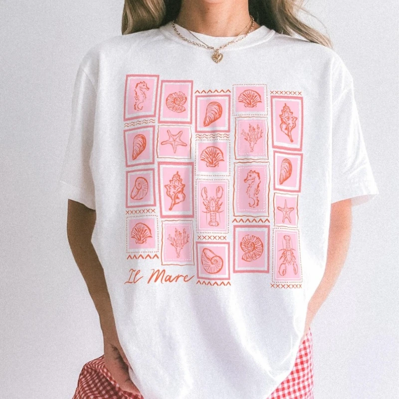 

Ocean Shirt Italy Graphic Tee Summer Sea Lover Tees La Dolce Vita Vintage Italy T-Shirt Italian Girl Coastal Vibes Cotton Shirts
