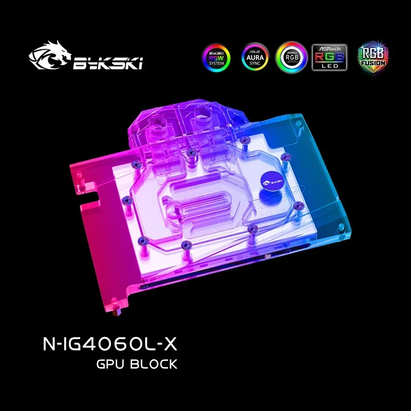 Bykski N-IG4060L-X GPU Water Block Use for Colorful RTX 4060 Meow / Ultra W OC 8GB Video Card Cooling /Full Cover/ Radiator