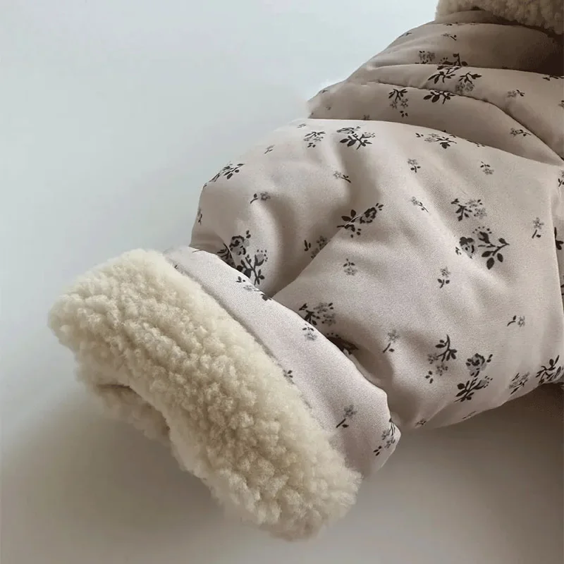 Newborn Baby Girls Lamb Fleece Coats Bowknot Autumn Winter Thicken Warm Hooded Outerwear Floral Infant Toddler Casual Jackets