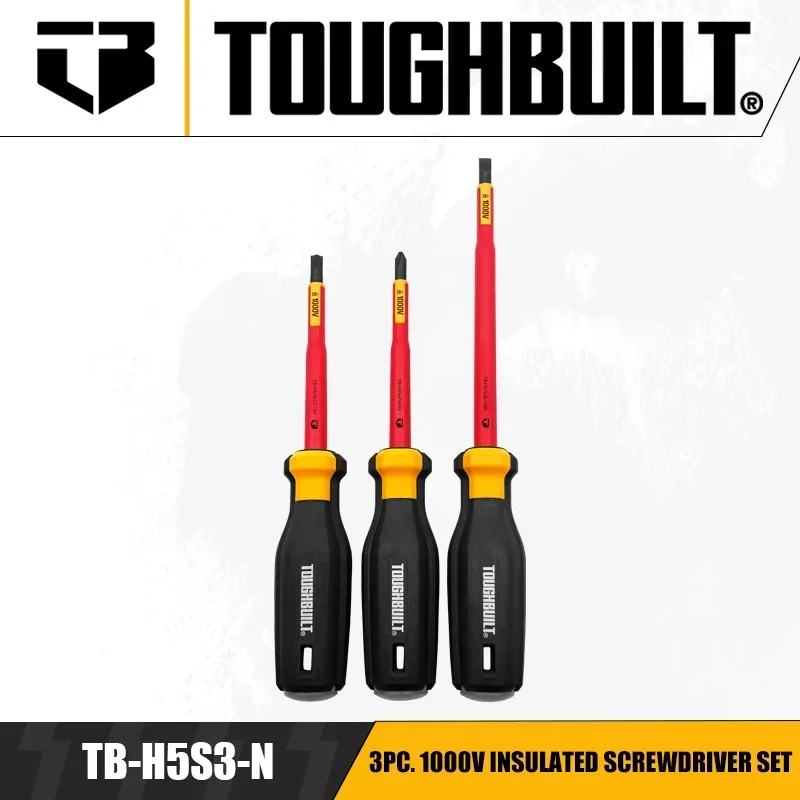 

TOUGHBUILT TB-H5S3-N 3pc. 1000V Insulated Screwdriver Set Screw Driver Set Hand Tools