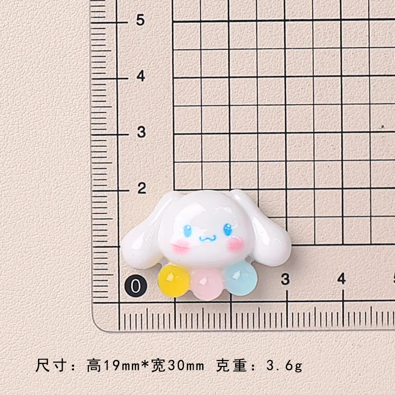 Figuras de resina de dibujos animados para manualidades, 100 piezas, Kawaii, Sanrio, gatito, cachorro, conejo, álbum de recortes, lazo para el pelo, accesorios de decoración