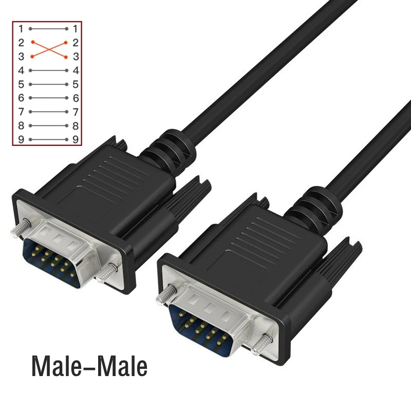 DB9 Serial Cable 9 Pin RS232 Serial Cable Male To Female PC Converter Extension Cable 9Pin Adapter Null Modem 2x3 crossing
