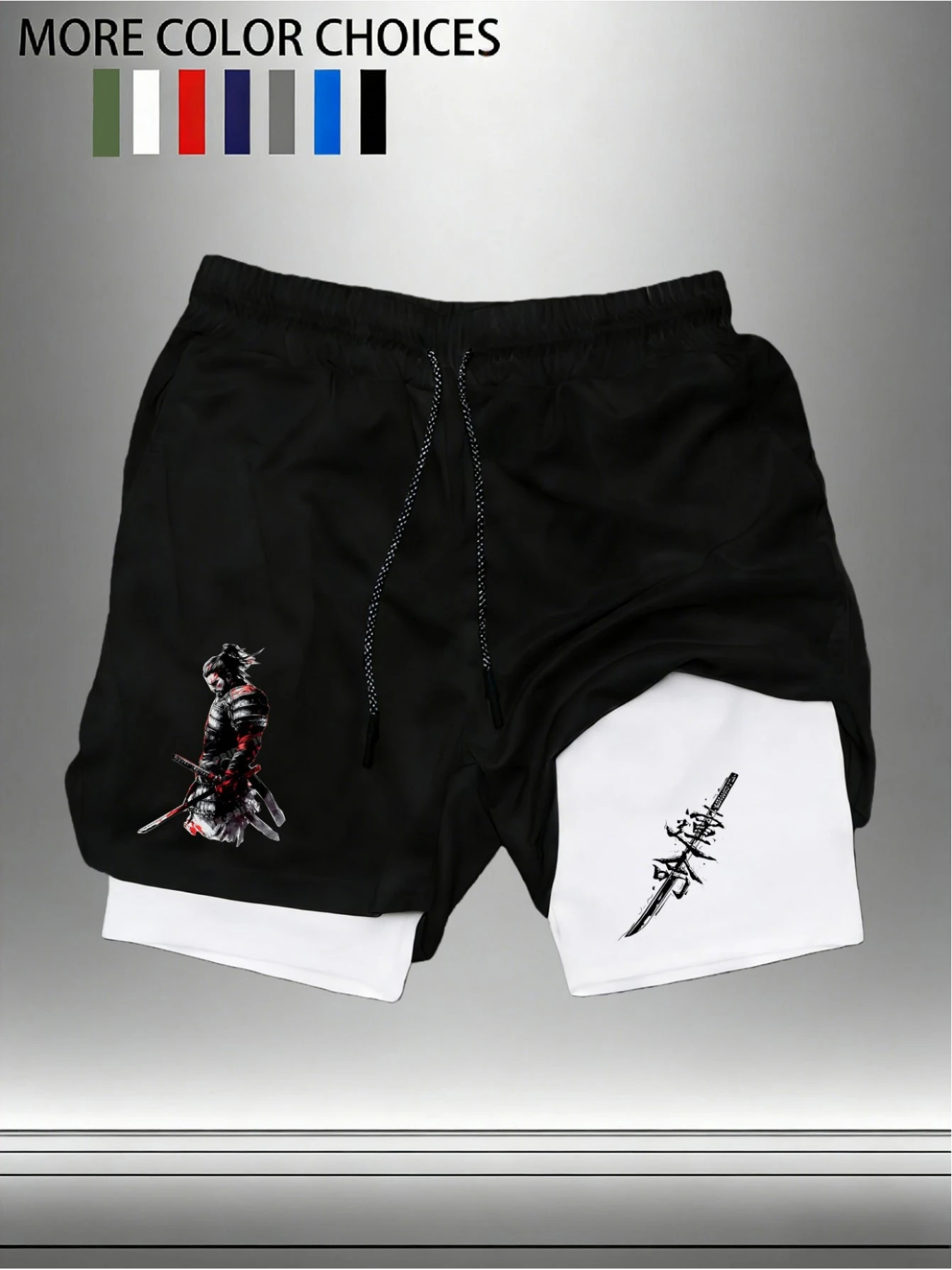 Men's Fashionable Figure and Knife Print Quick Drying Shorts for Summer, Double-layer Breathable and Moisture Wicking