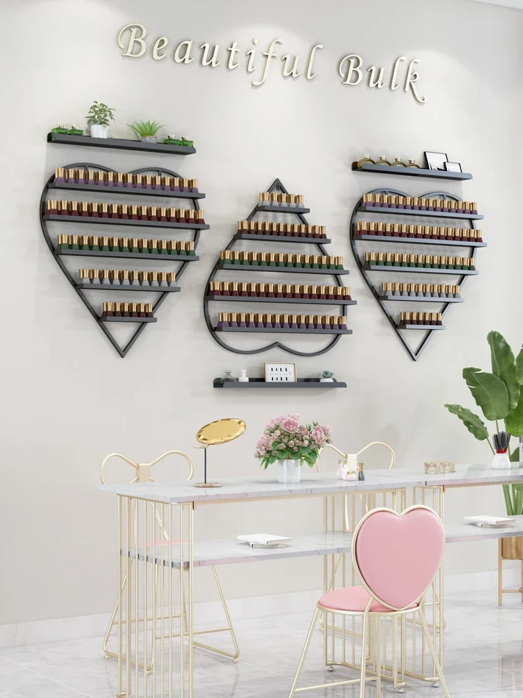 

A Nordic wall Storage Holders for nail polish manicure shop iron rack nail oil shelf organizer metal storage rack