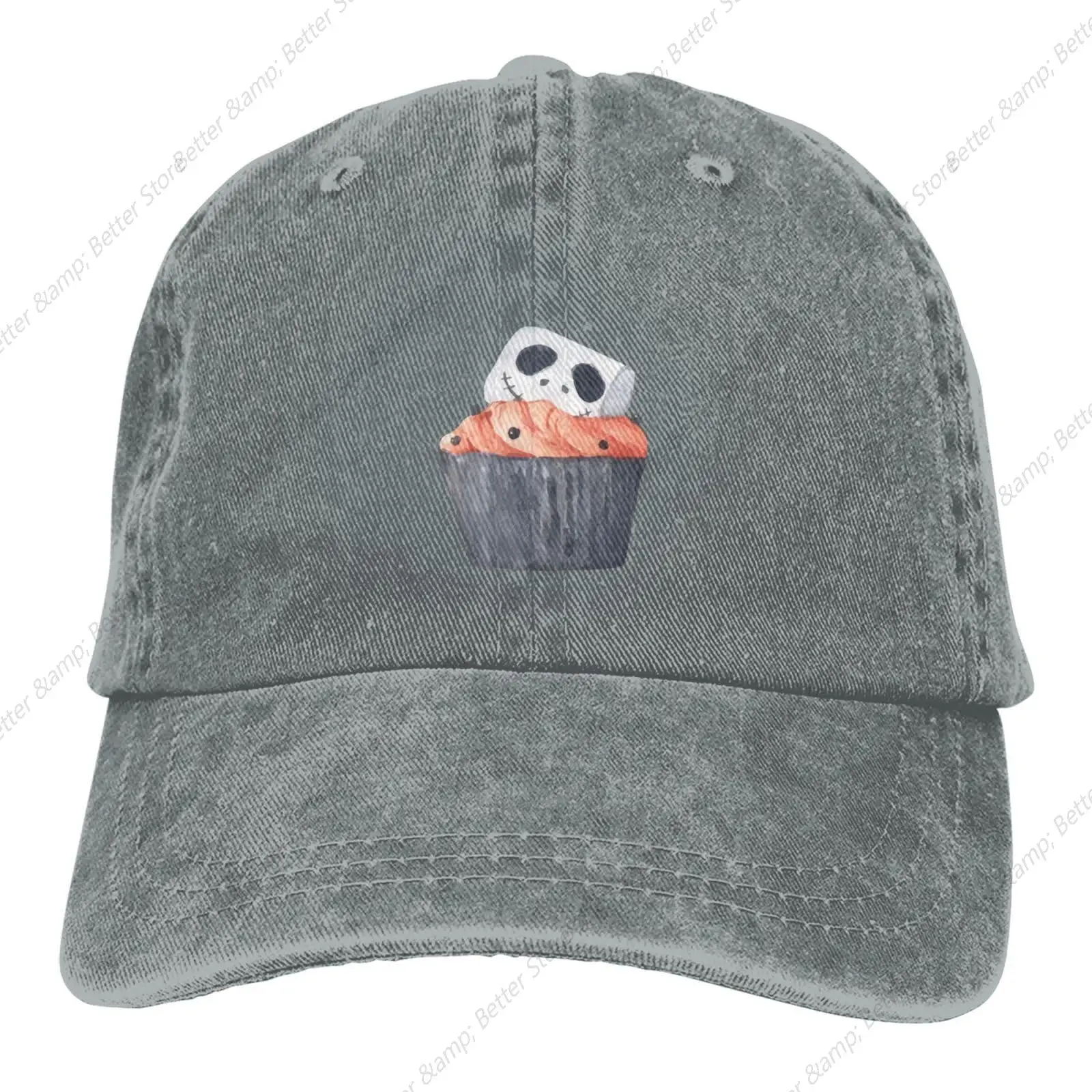 

Cute Dessert Skull Net Cupcakes Baseball Cap for Men Women Hats Adjustable Denim Dad Hat