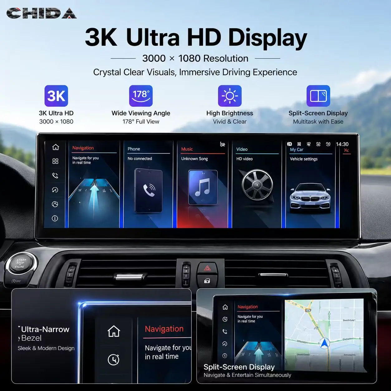 14.9-inch 567 Series GTX5X6 Modified Central Control Large Screen Navigation 360 Panoramic All-in-one Machine Suitable for BMW