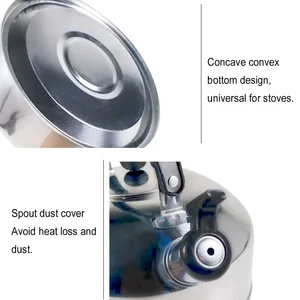 Stainless steel teapot for gas kettle stove, kettle whistle for trips, cooking teaketle hiking, ergonomic handle, 3L 8 Main Sales Keeping with whistle - №5