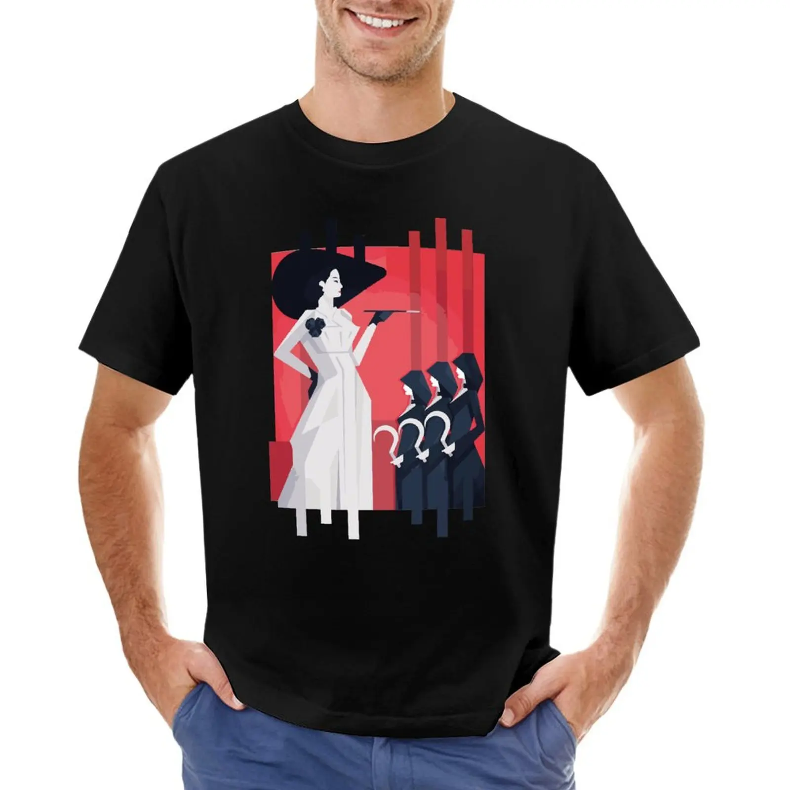 arch Lady Dimitrescu Fan Art T-shirt graphics customs design your own Blouse vintage Men's t shirts