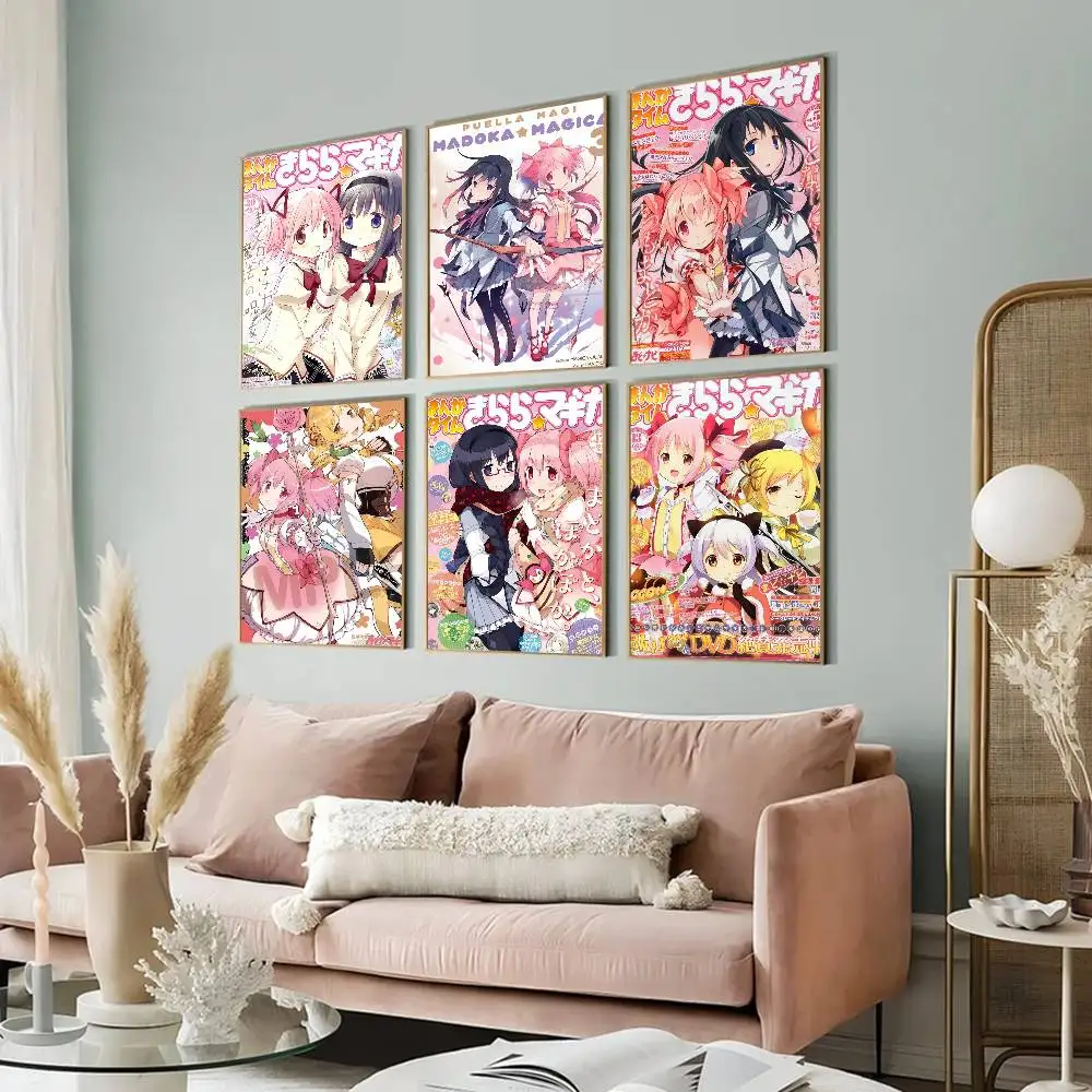 Anime Puella Magi Madoka Magica, klassische Vintage-Poster, Whitepaper-Drucke, Poster, Kunstwerke, Kawaii-Raumdekoration